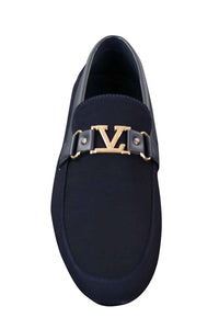 Fiorello HD0112-03 - Herr Ikoniska Svarta Marinblå Italiensk Design Slip On Smarta Casual Loafers Mocassins Körskor