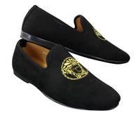 Fiorello HD0112-04 - Herr Svarta Iconic Medusa Slip On Loafers Mockasiner Körskor PU Mocka Italiensk