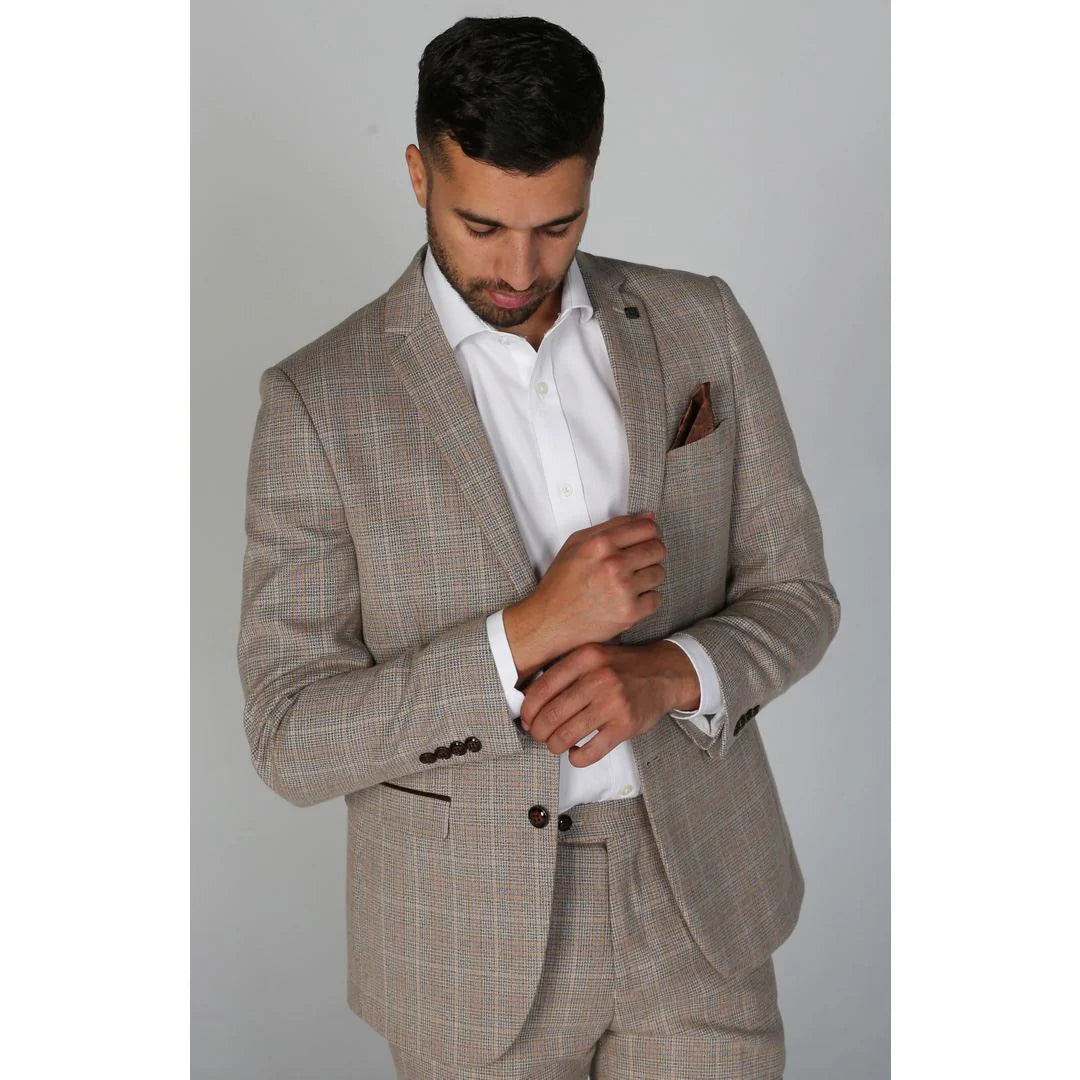 Holland - Herr Beige Rutig Kavaj