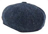 Herr Fiskbensmönstrad Blå Tweed 8 Panel Keps