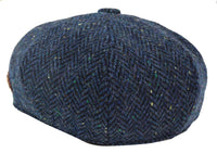Herr Fiskbensmönstrad Blå Tweed 8 Panel Keps
