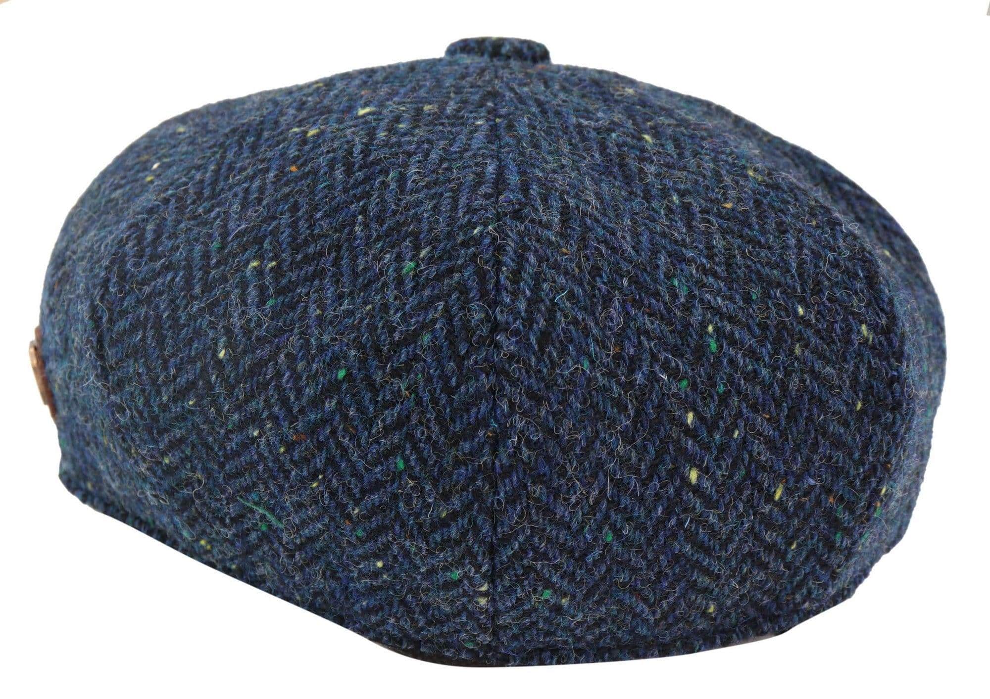 Herr Fiskbensmönstrad Blå Tweed 8 Panel Keps