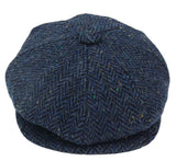 Herr Fiskbensmönstrad Blå Tweed 8 Panel Keps