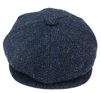 Herr Fiskbensmönstrad Blå Tweed 8 Panel Keps