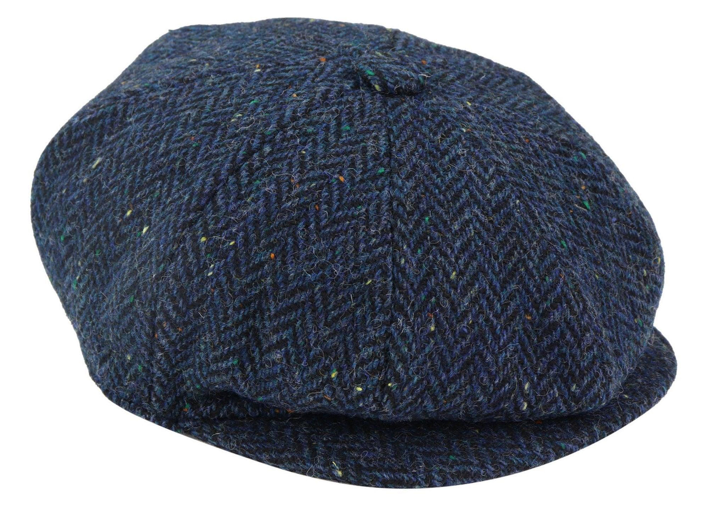 Herr Fiskbensmönstrad Blå Tweed 8 Panel Keps