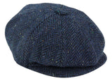 Herr Fiskbensmönstrad Blå Tweed 8 Panel Keps