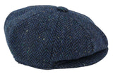 Herr Fiskbensmönstrad Blå Tweed 8 Panel Keps