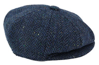 Herr Fiskbensmönstrad Blå Tweed 8 Panel Keps