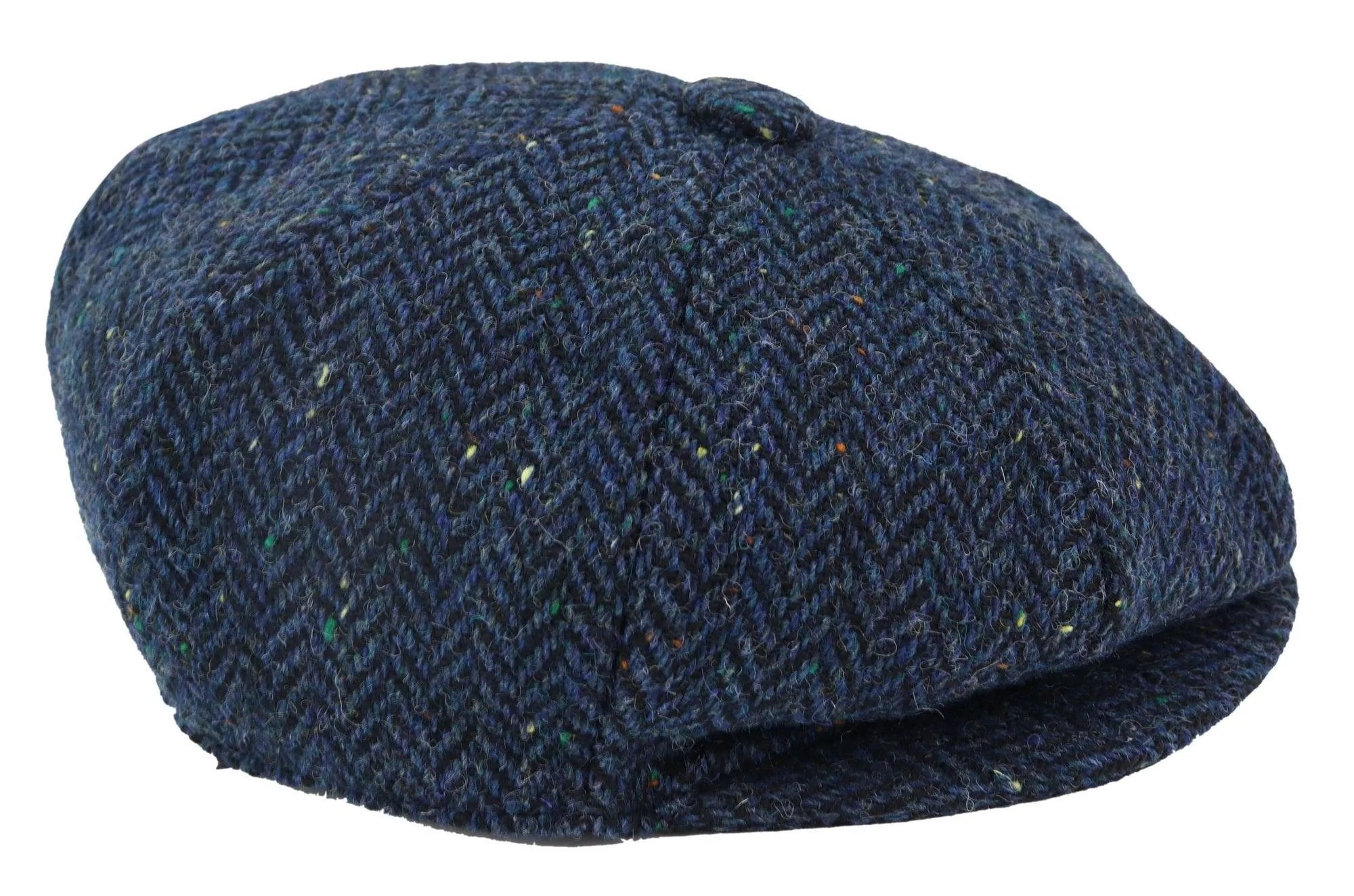 Herr Fiskbensmönstrad Blå Tweed 8 Panel Keps