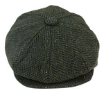 Herr Fiskbensmönstrad Tweed 8 Panel Keps Olivgrön