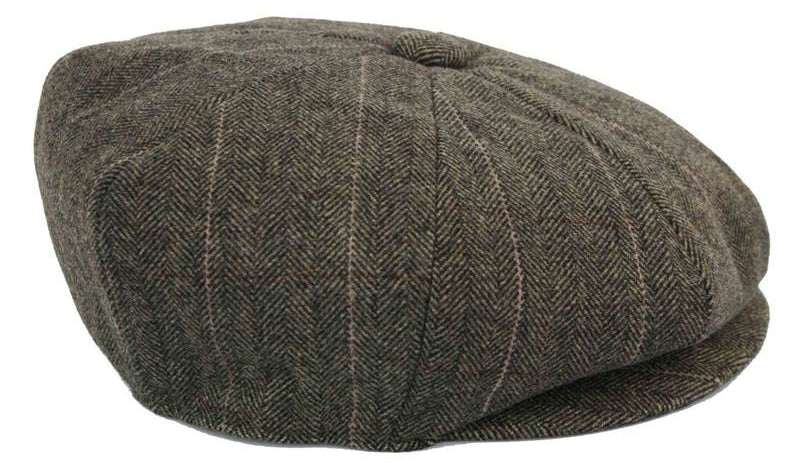 Herrkeps i tweed med rutor och Peaky Blinders-motiv