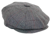Herrkeps i tweed med rutor och Peaky Blinders-motiv