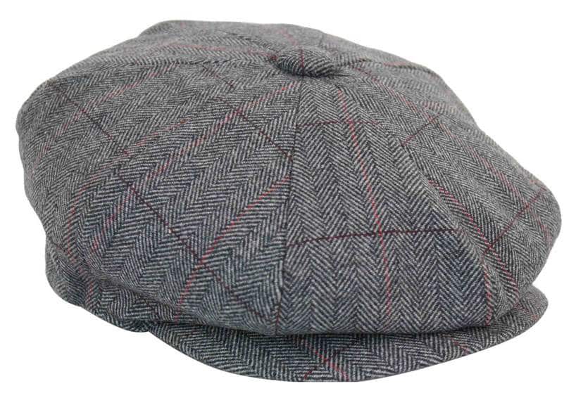Herrkeps i tweed med rutor och Peaky Blinders-motiv