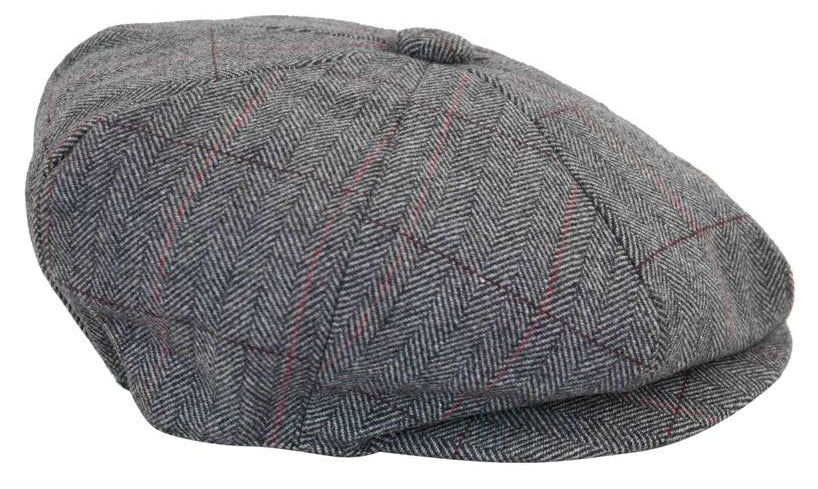 Herrkeps i tweed med rutor och Peaky Blinders-motiv