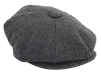 Herrkeps i tweed med rutor och Peaky Blinders-motiv