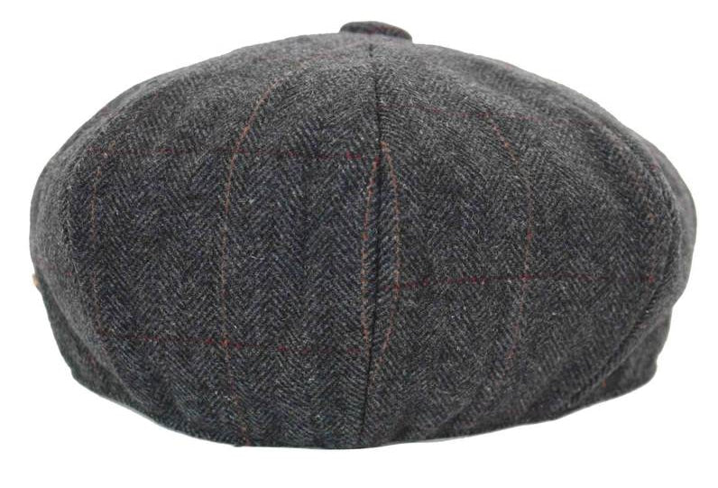 Herrkeps i tweed med rutor och Peaky Blinders-motiv