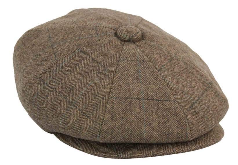 Herrkeps i tweed med rutor och Peaky Blinders-motiv