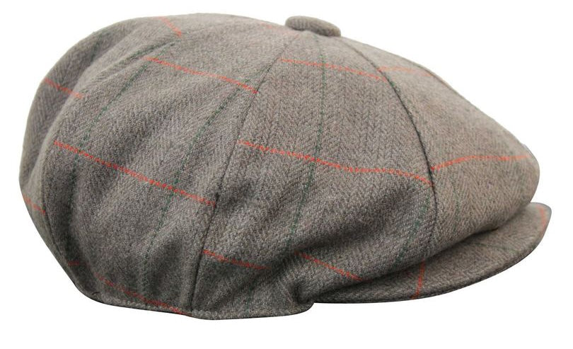 Herrkeps i tweed med rutor och Peaky Blinders-motiv