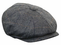 Herrkeps i tweed med rutor och Peaky Blinders-motiv