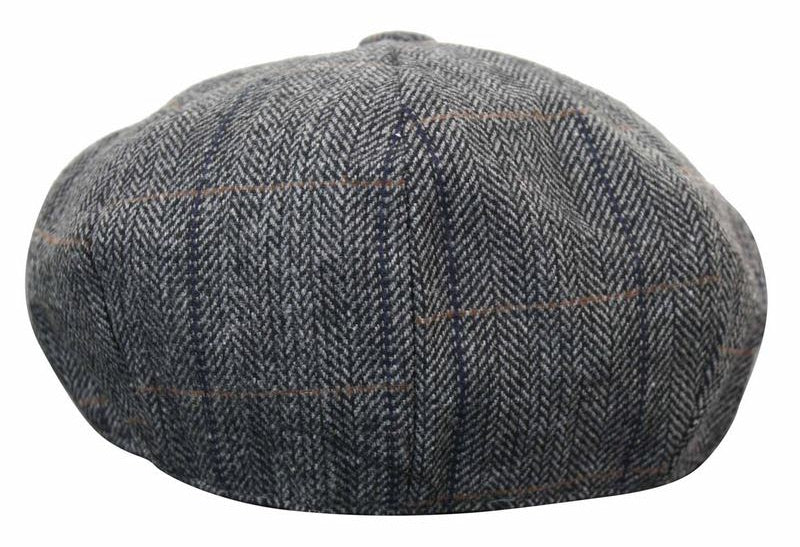 Herrkeps i tweed med rutor och Peaky Blinders-motiv