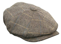 Herrkeps i tweed med rutor och Peaky Blinders-motiv