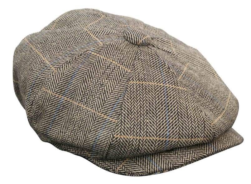 Herrkeps i tweed med rutor och Peaky Blinders-motiv