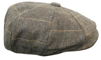 Herrkeps i tweed med rutor och Peaky Blinders-motiv