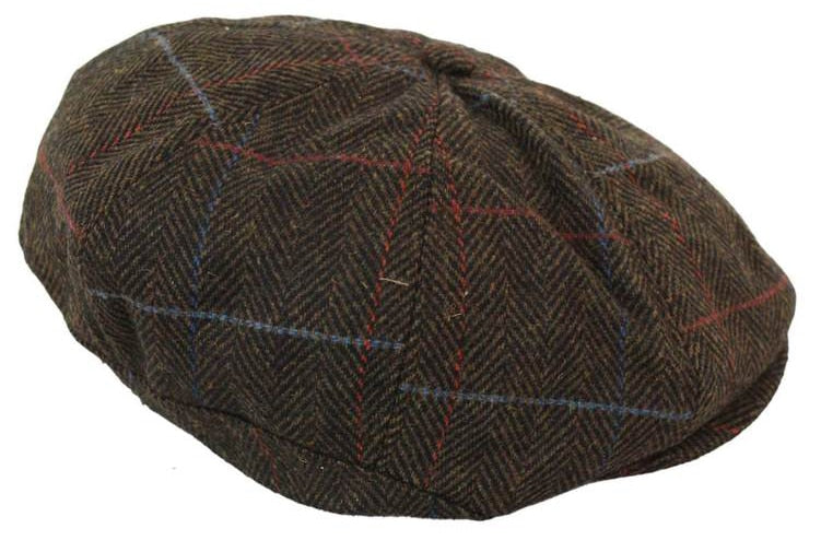 Herrhatt i tweed med 8 paneler