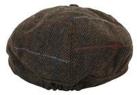 Herrhatt i tweed med 8 paneler