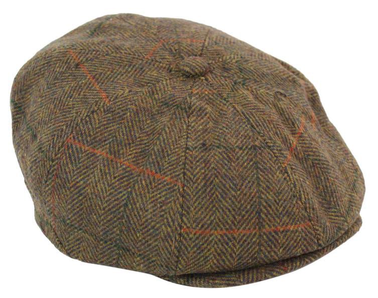 Herrhatt i tweed med 8 paneler