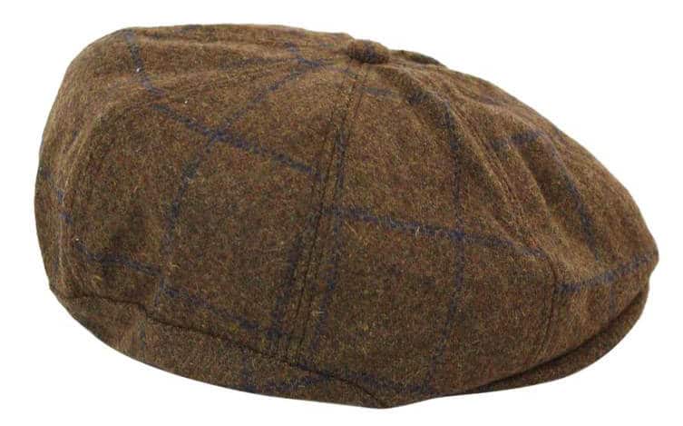 Herrhatt i tweed med 8 paneler