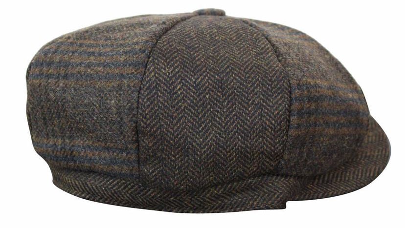 HT6325 - Herrrutig Fiskbensmönstrad Tweed Mix Newsboy-hatt med 8 Paneler