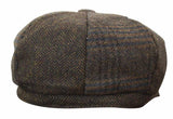 HT6325 - Herrrutig Fiskbensmönstrad Tweed Mix Newsboy-hatt med 8 Paneler
