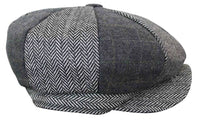 HT6325 - Herrrutig Fiskbensmönstrad Tweed Mix Newsboy-hatt med 8 Paneler