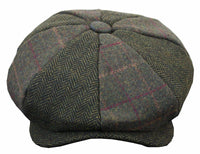HT6325 - Herrrutig Fiskbensmönstrad Tweed Mix Newsboy-hatt med 8 Paneler