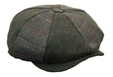 HT6325 - Herrrutig Fiskbensmönstrad Tweed Mix Newsboy-hatt med 8 Paneler