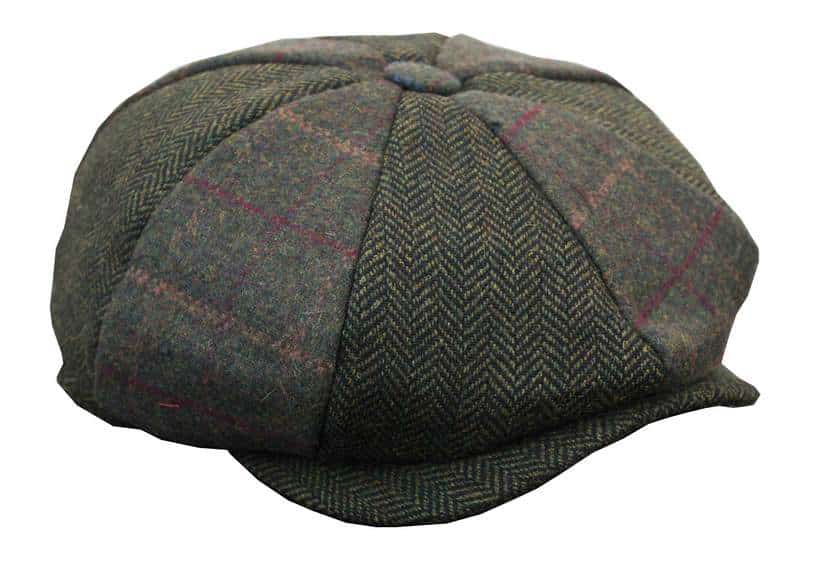 HT6325 - Herrrutig Fiskbensmönstrad Tweed Mix Newsboy-hatt med 8 Paneler