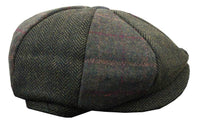 HT6325 - Herrrutig Fiskbensmönstrad Tweed Mix Newsboy-hatt med 8 Paneler