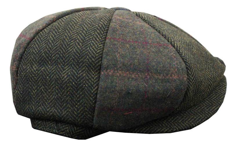 HT6325 - Herrrutig Fiskbensmönstrad Tweed Mix Newsboy-hatt med 8 Paneler