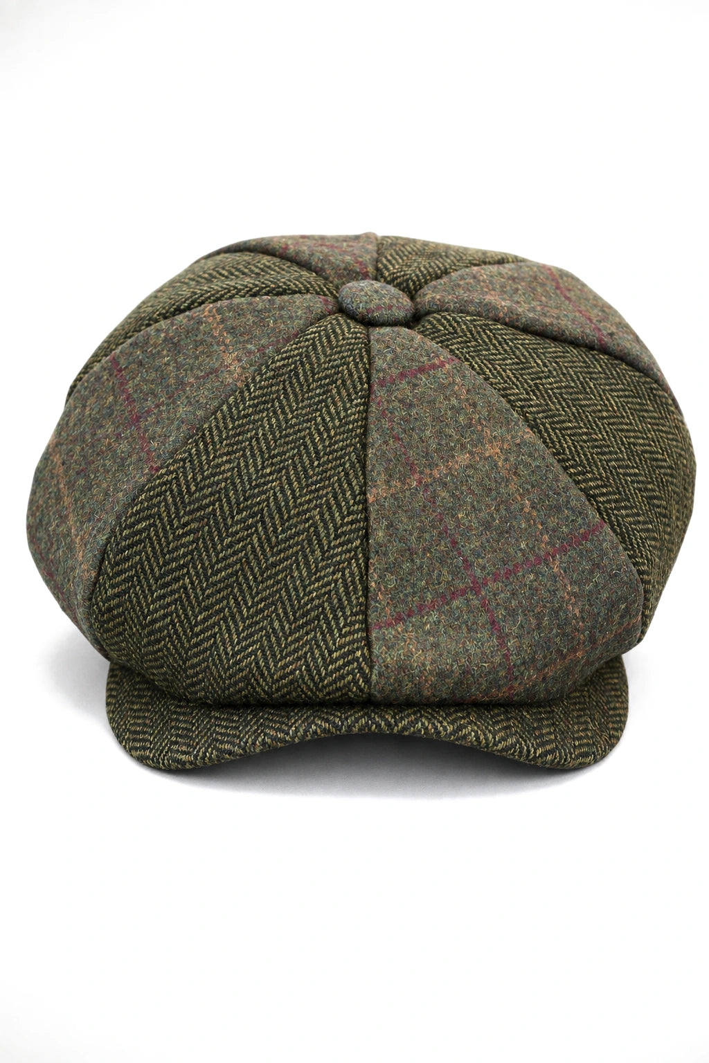 HT6325 - Herrrutig Fiskbensmönstrad Tweed Mix Newsboy-hatt med 8 Paneler
