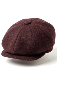 HT6363 - Herr Vintage Tweed Newsboy Peaky Blinders Keps - Brun/Vin