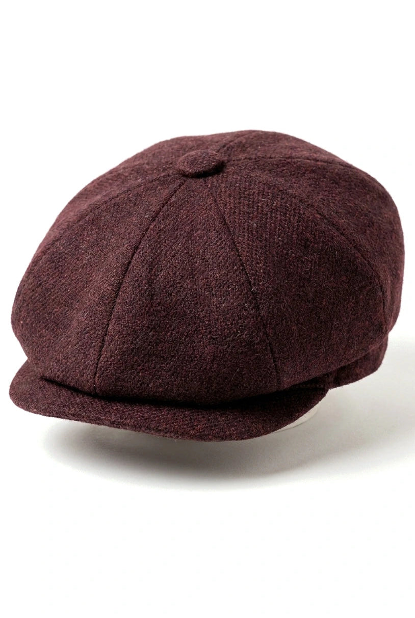 HT6363 - Herr Vintage Tweed Newsboy Peaky Blinders Keps - Brun/Vin
