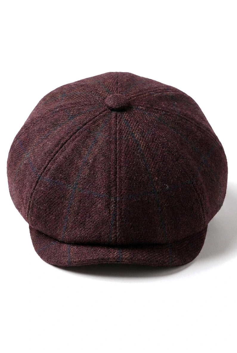 HT6363 - Herr Vintage Tweed Newsboy Peaky Blinders Keps - Brun/Vin