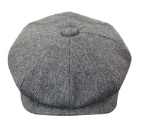 HT6364 - Herr Fiskbensmönstrad Tweed Newsboy Peaky Blinders Hatt
