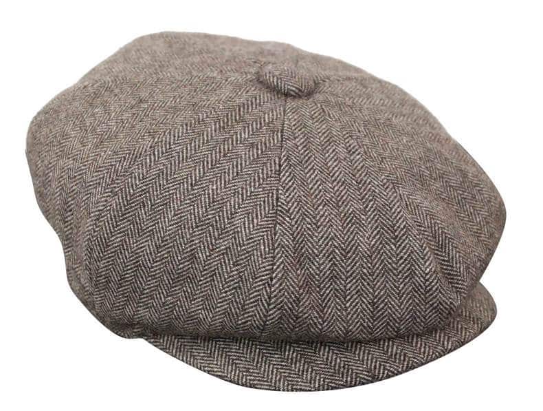 HT6364 - Herr Fiskbensmönstrad Tweed Newsboy Peaky Blinders Hatt