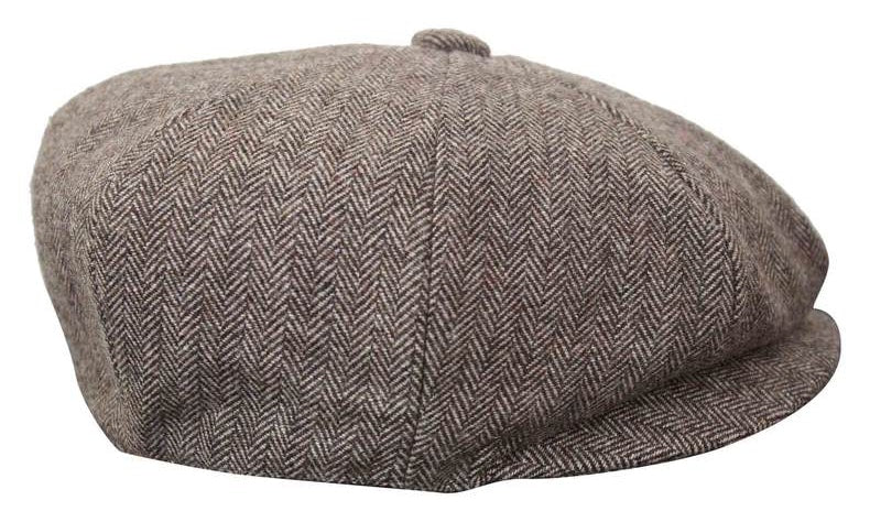 HT6364 - Herr Fiskbensmönstrad Tweed Newsboy Peaky Blinders Hatt