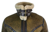 Infinity EK01 Herr Sherling Äkta Fårskinnsläder Viking Vintage RAF Jacka Brun Krämfärgad Päls