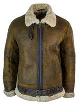 Infinity EK02 Herr Vintage Antik Sherling Fårskinn Krämfärgad Päls Flygvapnet Pilot RAF Jacka