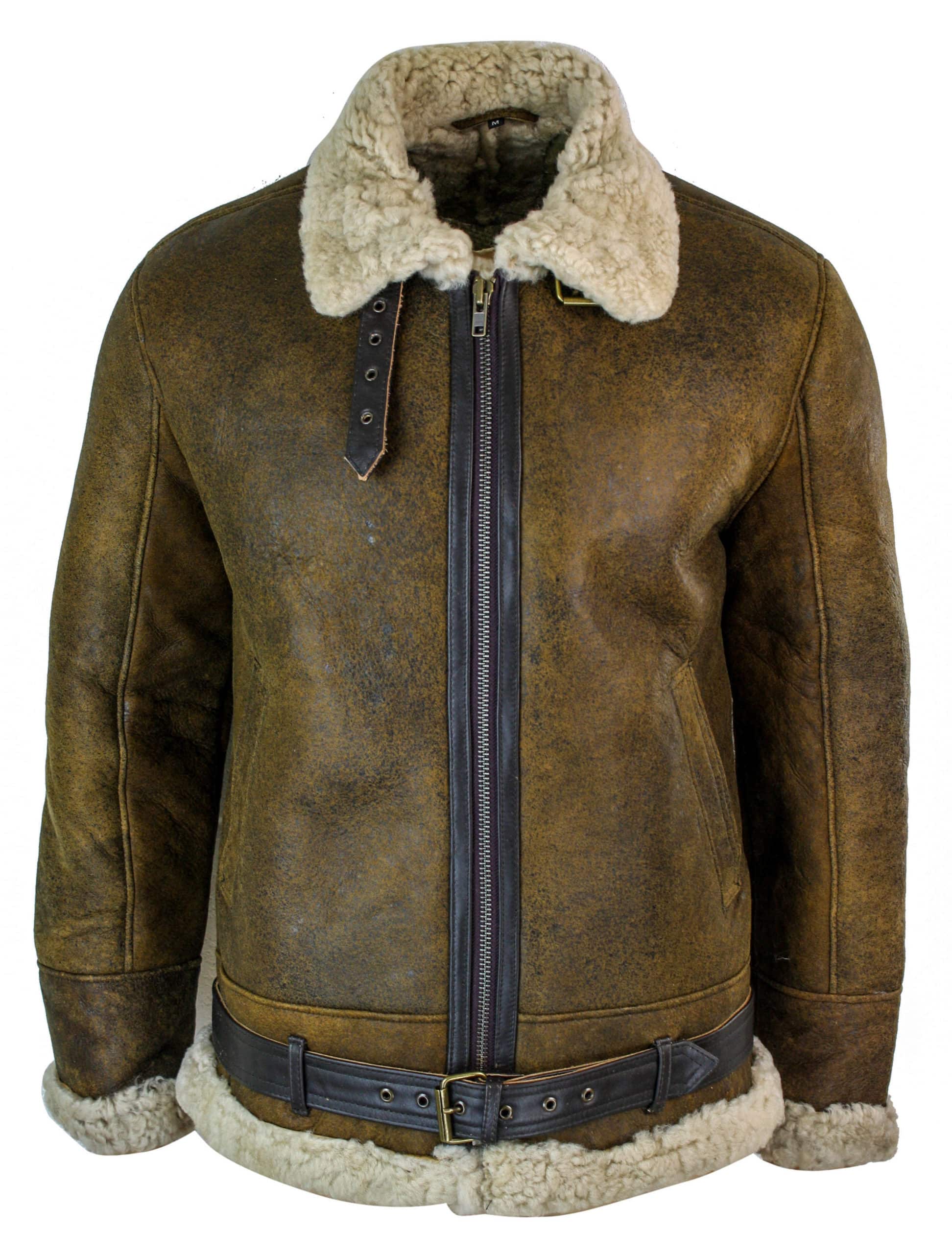 Infinity EK02 Herr Vintage Antik Sherling Fårskinn Krämfärgad Päls Flygvapnet Pilot RAF Jacka