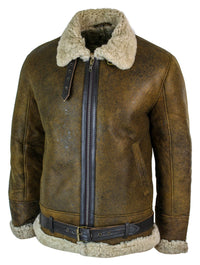Infinity EK02 Herr Vintage Antik Sherling Fårskinn Krämfärgad Päls Flygvapnet Pilot RAF Jacka